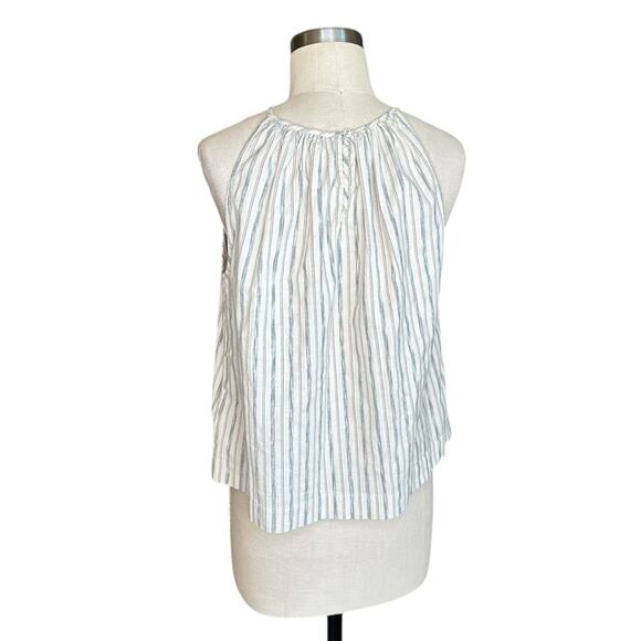 MADEWELL Striped Cutaway Tank Top Women's Size Large Cream Neutral Preppy - Picture 3 of 6